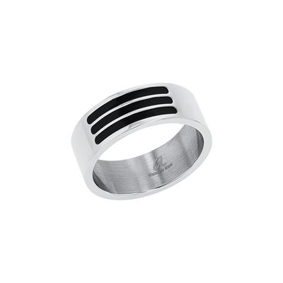 Fingerring AMOR Gr. 58, silber (edelstahlfarben, schwarz), Fingerringe, Damen, 58, Edelstahl, 8mm, Fingerring