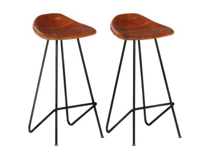Makastle Barhocker 2 STK. Braun Echtleder