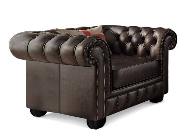 CHESTERFIELD Echtleder Sessel BRADFORD, antikbraun