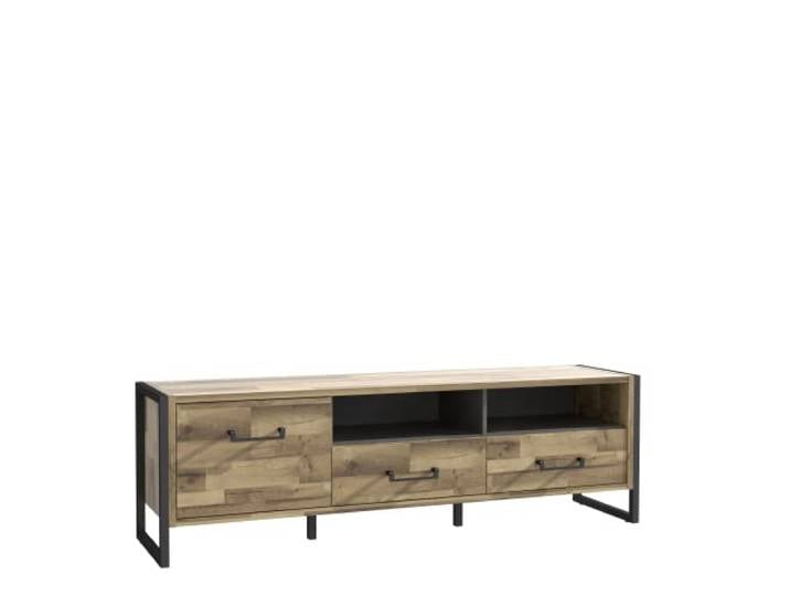 Newroom TV Schrank Lowboard Stabeiche Betonoptik mit offenen Fächern