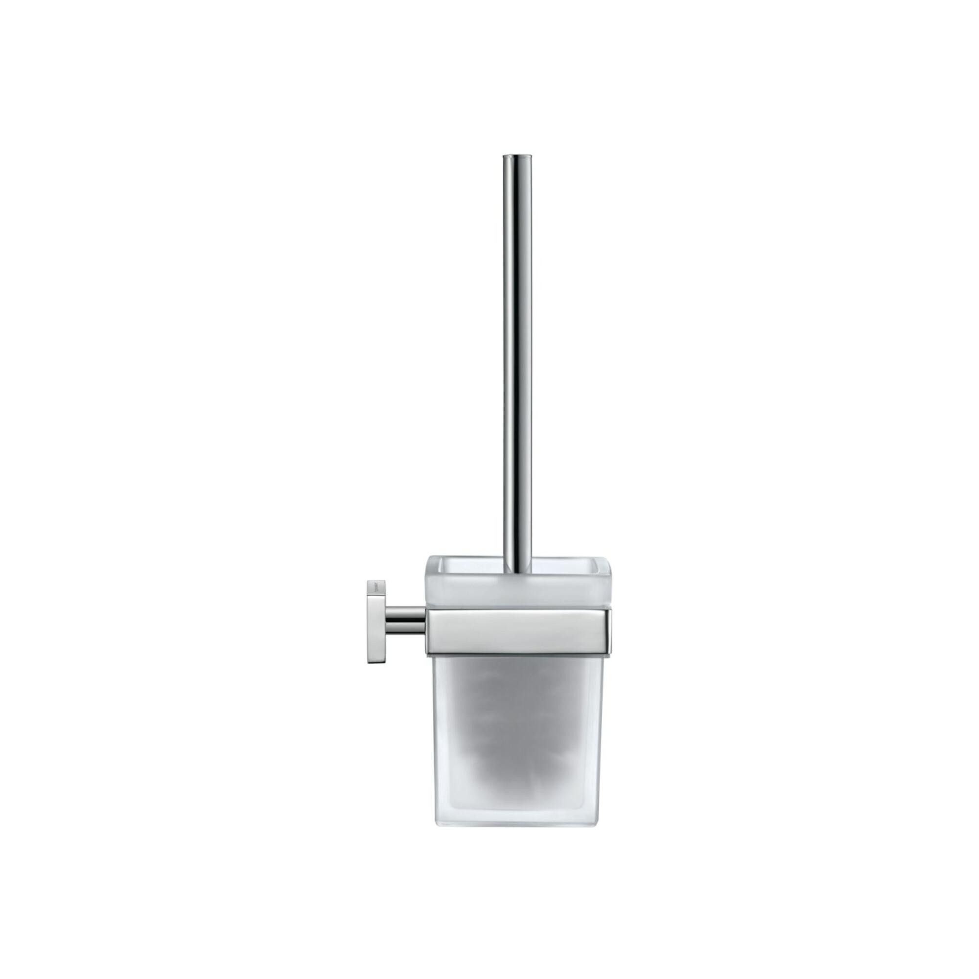 Duravit WC-Bürstengarnitur Karree 9,6x12,6cm, Wandmont., Gl. we m, Ha. chr (0099571000)