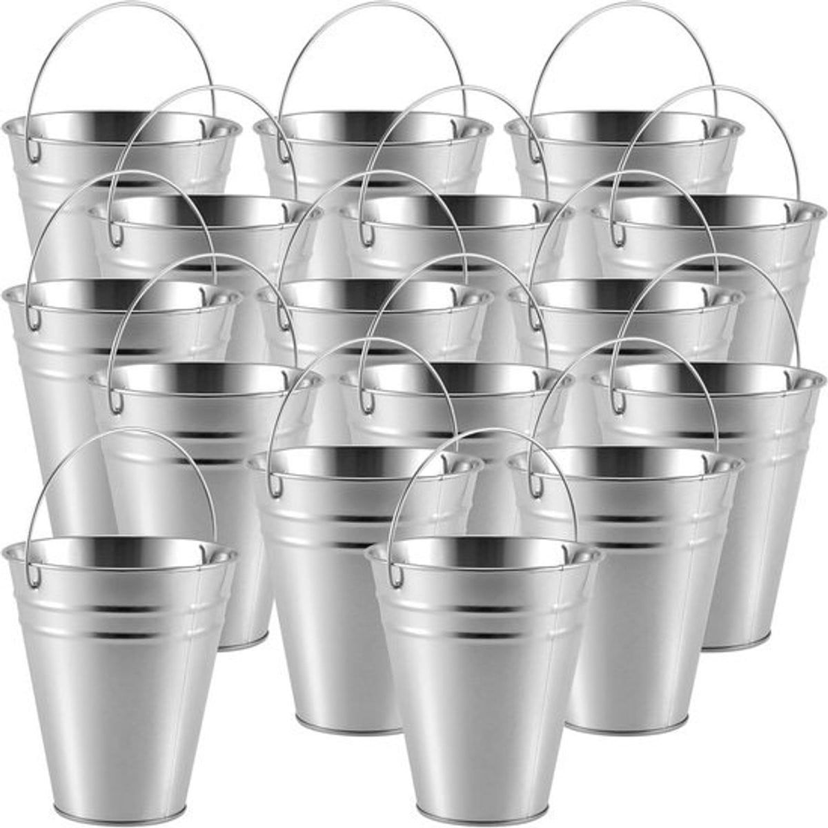 16 Stuks Kleine Verzinkte Metalen Emmers voor Bloemen en Decoratie