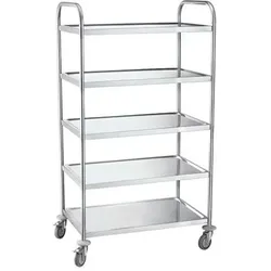 Luxor Servierwagen mit 5 Etagen 250 kg Tragkraft silber, 52.5 cm