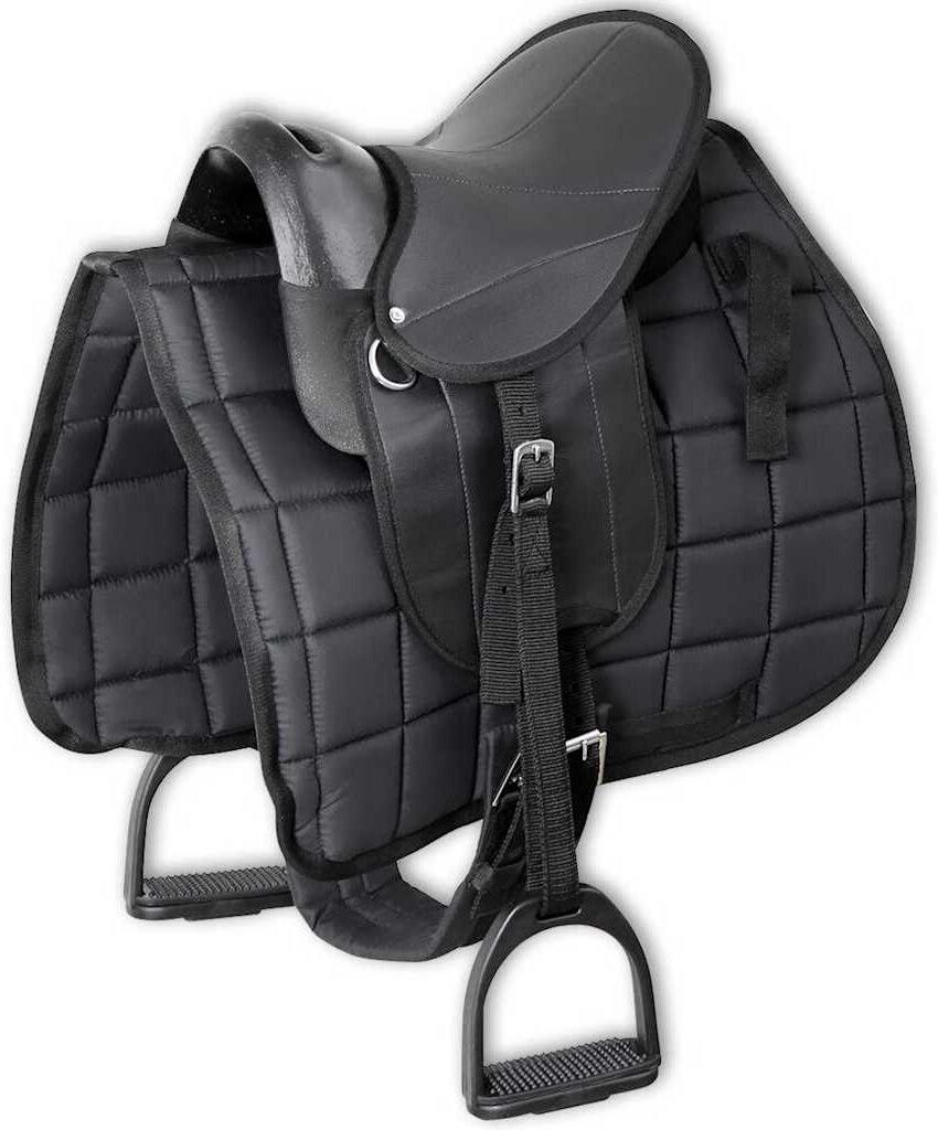vidaXL Ensemble de selle Pony 10" Noir