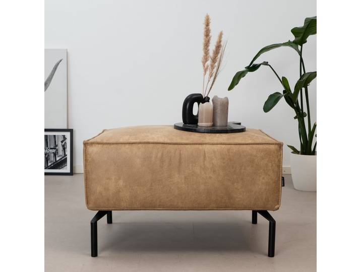 Bronx71 Hocker Kansas Eco-Leder beige
