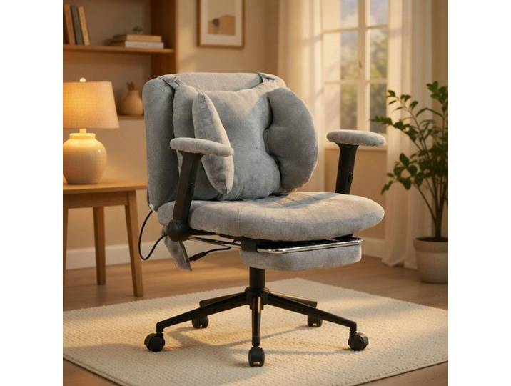 CollaHausse Chaise de Bureau Pivotante avec Repose-Pieds Charge 150kg Style Gaming Gris