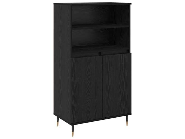 Fisinber Highboard Schwarz 60x36x110 cm Holzwerkstoff 2 Türen Kompakter Schrank für Wohnzimmer und Flur: Viel Stauraum hinter 2 Türen für Ordnung im modernen Zuhause.