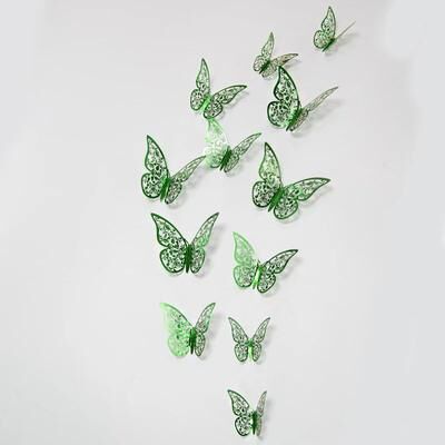 Uplift Treasures 3D Mirror Butterfly Wall Stickers Decor 12pcs Green C