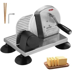 VEVOR Manueller Brotschneider, Käse-/Butterschneidemaschine mit einstellbarer Dicke von 0 - 6 Zoll, mikrogezahnte Klinge aus Edelstahl, kommerzieller Käseschneider aus Aluminiumlegierung für Küche, Restaurant, Bäckerei, Party