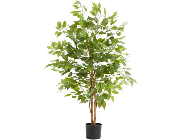 tectake Künstlicher-Ficusbaum Fida, stabiler Kunststoff-Blumentopf, grün, Grün, 120 cm, Dekoration, Blumen & Blumentöpfe, Kunstpflanzen