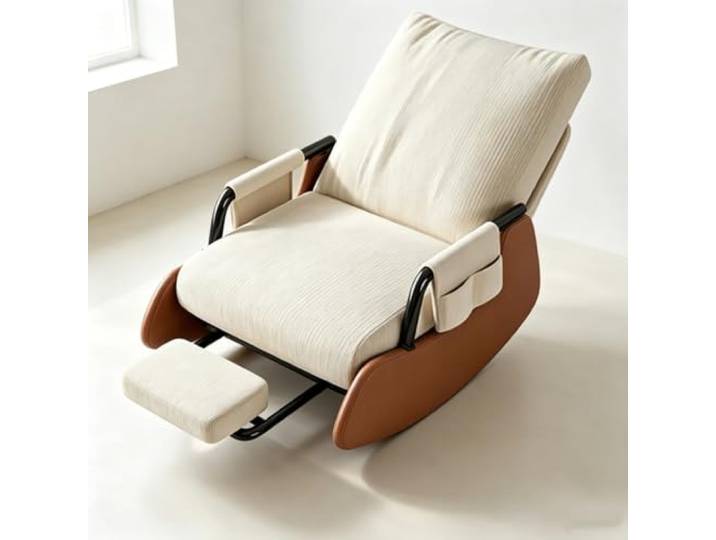 LCNDKF Lounge Schaukelstuhl mit Stabiler Schaukelbasis Schaukelnder Komfortsessel mit tiefer Sitzfläche 60x60cm und Rückenunterstützung für Lesestunden.