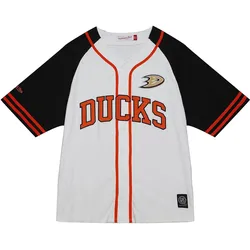 Mitchell & Ness, Herren, Sportshirt, Practice Day Jersey - Anaheim Ducks - M (M), Beige, M