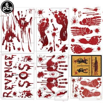 Uplift Treasures Halloween Bloody Handprint Wall Window Sticker Horror Decal Set 15