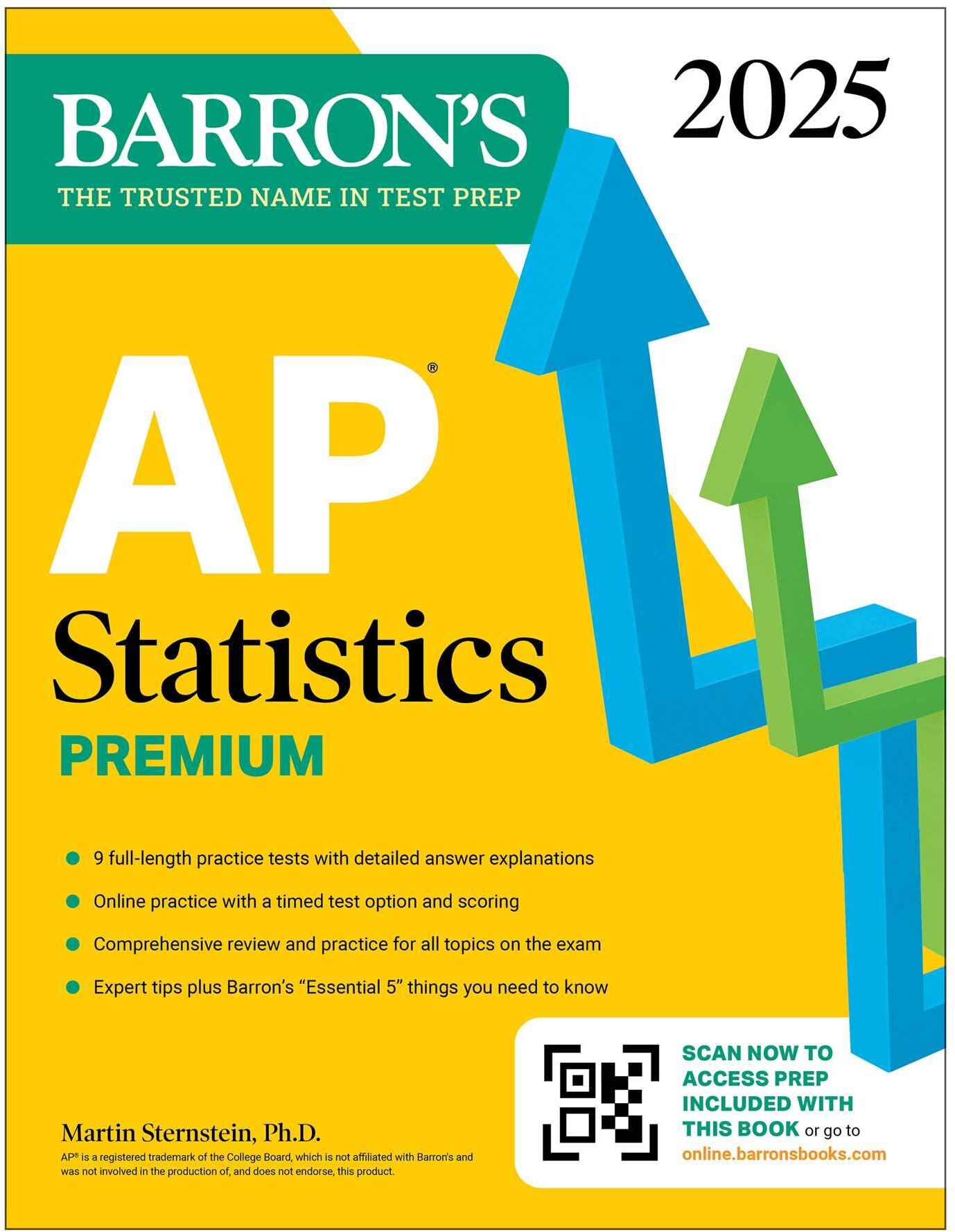 Martin Sternstein Ph.D. - AP Statistics Premium, 2025: Prep Book with 9 Practice Tests + Comprehensive Review + Online Practice (Barron's AP Prep) - Preis vom 13.10.2026 19:28:25 h
