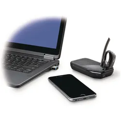 HP Poly Voyager 5200 + BT700 dongle (Kabellos, USB-A, Microsoft Teams, Skype), Office Headset, Schwarz