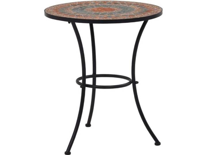 MAG- Table de bar Table de bistrot Table de balcon pour Jardin Terrasse Camping Table à dîner Contemporain mosaïque Orange-gris