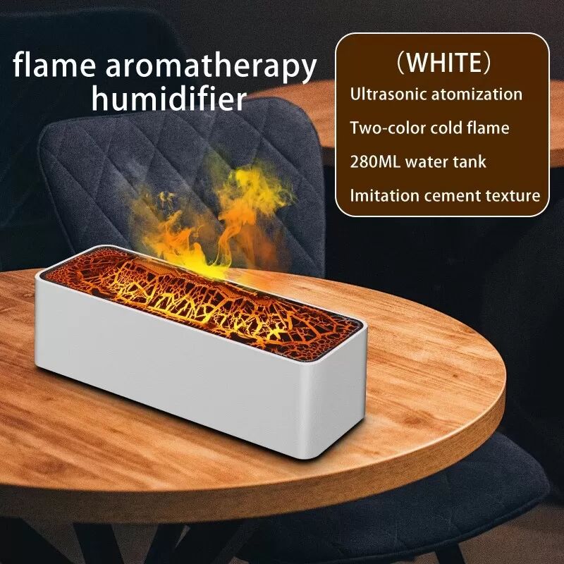 INF Diffuseur d'arômes à flamme ultrasonique - Humidificateur 280ml, Multicolore Blanc