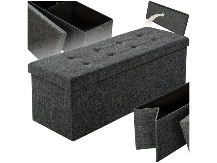 Faltbare Sitztruhe aus Polyester mit Stauraum 110x38x38cm - dunkelgrau