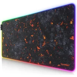 Titanwolf RGB Gaming Mauspad, Mausmatte 900 x 400 mm, verbessert Präzision & Geschwindigkeit, Lavamotiv, Mausmatte, Schwarz