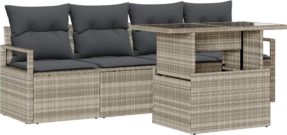vidaXL Gartensofa-set 5 Stk. 4-Sitzanzahl Leicht Poly-Rattan