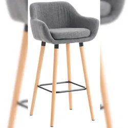 DELUKE® Barhocker mit Lehne Hellgrau VILO - Stoffbezug, 99x55x46cm | Barhocker mit Lehne Tresenhocker Barstuhl Küchenhocker Thekenhocker hoher Stuhl