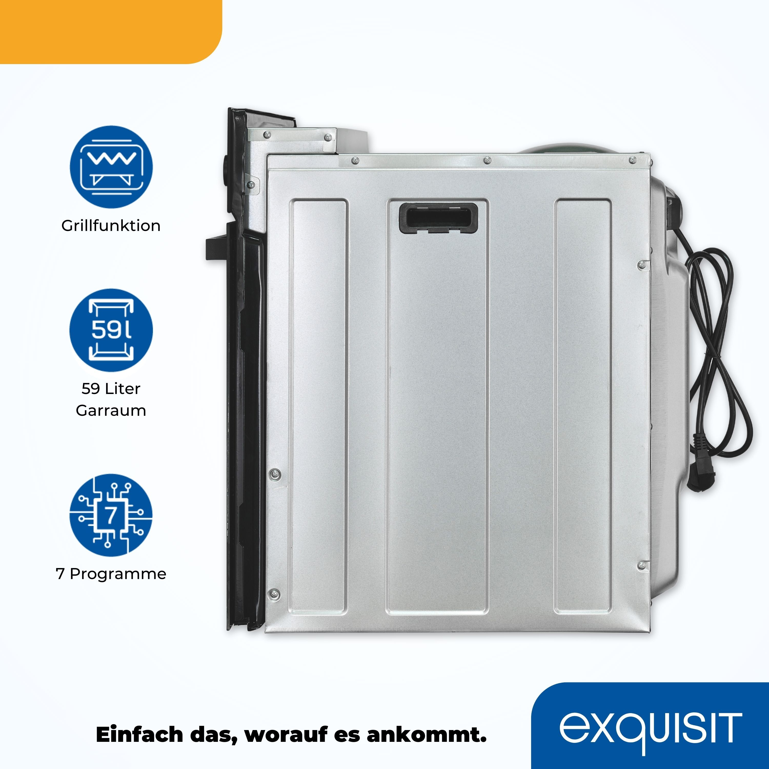EXQUISIT Backofen "EBE255-U-020", Energieeffizienz: A, schwarz, B:59,5cm H:59,5cm T:53cm, Backöfen, Perfekt für den Alltag – einfach backen, grillen & Aufläufe genießen, Backofen
