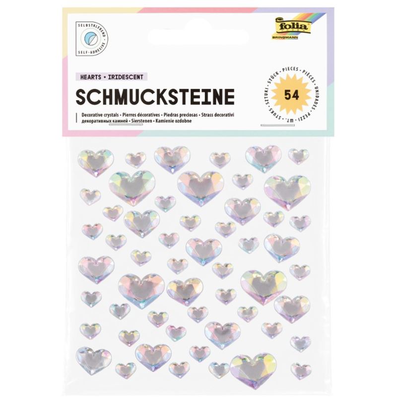 folia Schmucksteine transparent HEARTS IRIDESCENT, 54 St.