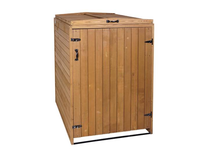 MCW 1Er-/2Er-Mülltonnenverkleidung Braun, Holz, 79x126x98 cm, Gartenzubehör, Mülltonnenbox