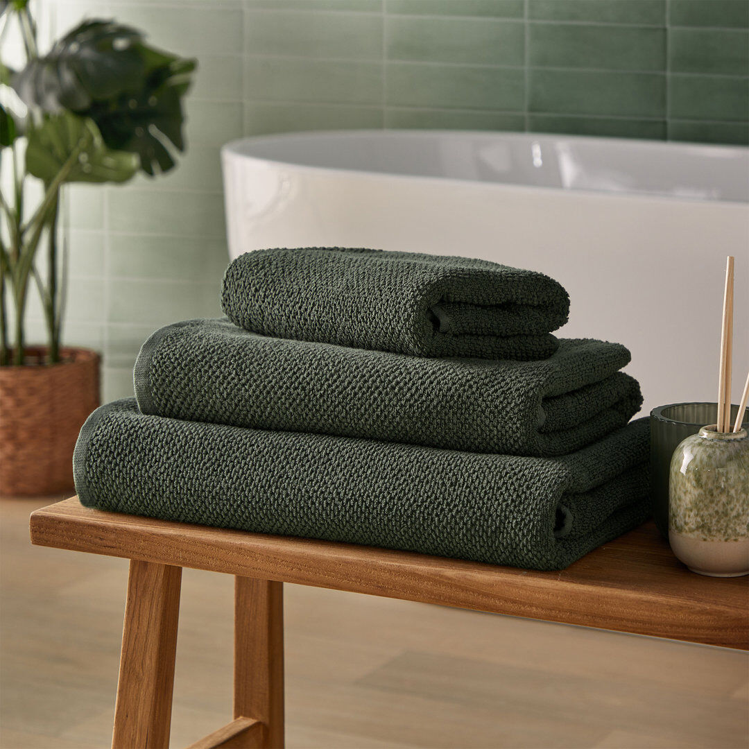 Silentnight Popcorn Waffle Pure Cotton Towels Green