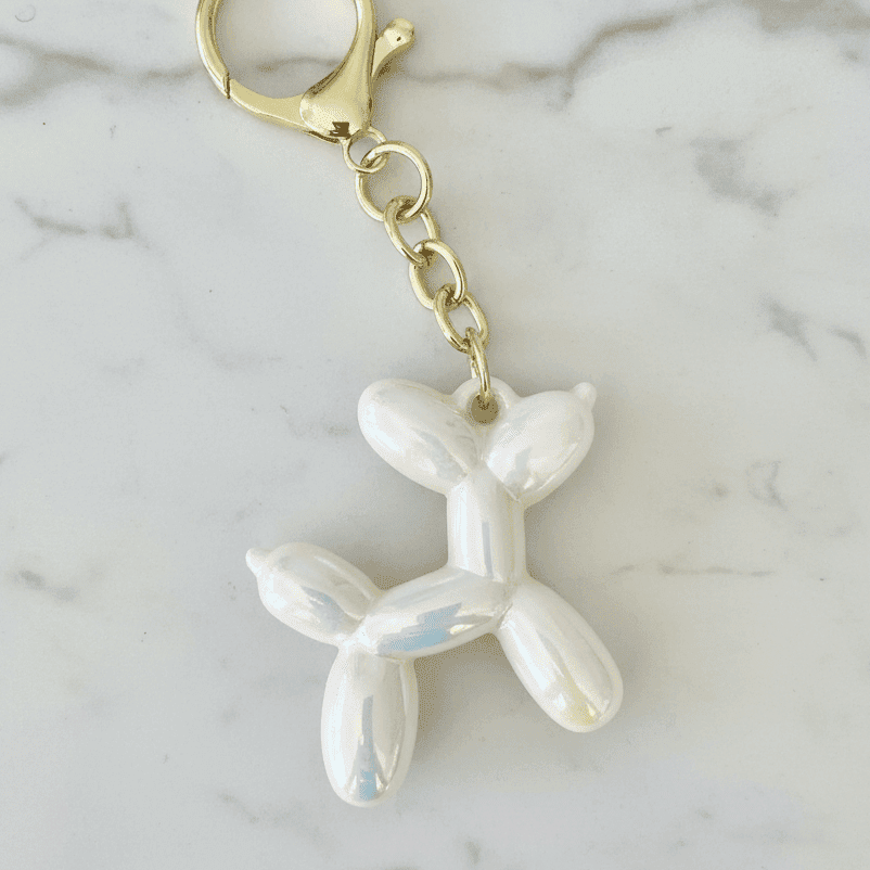 Cream Balloon Dog Keyring