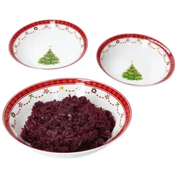 3tlg Weihnachtstraum Servierschalen Set 650ml 1L & 1,3L Porzellan Schüssel