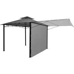 Pergola MCW-F94, Garten Pavillon, Stahl bewegliche Seitenwand 2,5x2,5m ~ grau