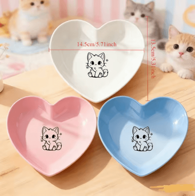 Inspire Picks Paw Ease 3 Piece Shallow Pet Bowl Set Non Slip Food & Water Dishes For Kittens, Short Leg Cats & Small Pets 3pcs