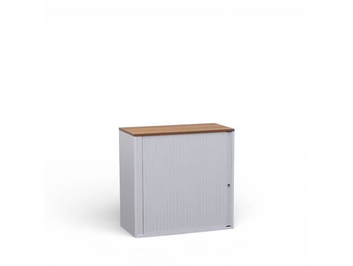 Rollladenschrank Tradingzone GO Swiss 80.0 x 40.0 cm, 2 Ordner hoch, Weissgrau/Nussbaum, Neu - Optimale Raumnutzung