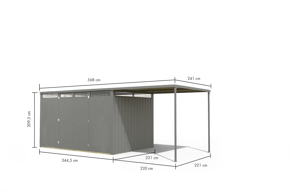 KARIBUHOLZT GH Callisto 3 345x231x210 im Set mit Anbaudach 225cm 16954181