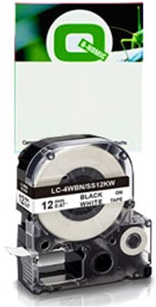 Q-Nomic LK-4WBW cinta extra adhesiva negro sobre blanco 12 mm
