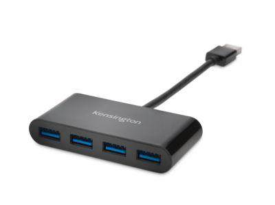 USB Hub Kensington UH400 K39121EU, 4 USB 3.0 Anschlüsse, Übertragungsgeschwindigkeit 5 GBit/s, schwarz