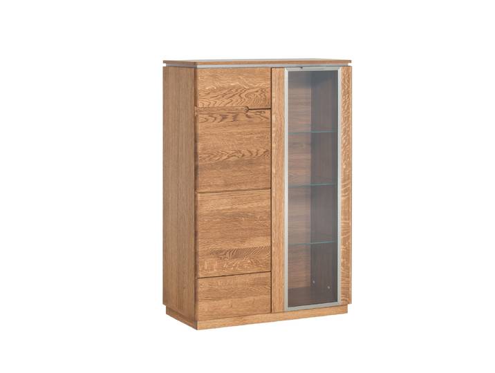 Marengo I Highboard Massivholz Eiche Rustikal ohne LED-Beleuchtung