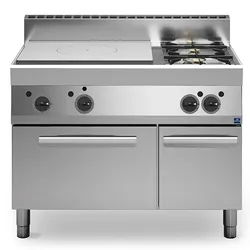 Mastro Cook&Snack Gas-Glühplattenherd, 2 Brenner, 1 Gasofen, 1 geschlossener Schrank, 1100 x 650 x 850 mm