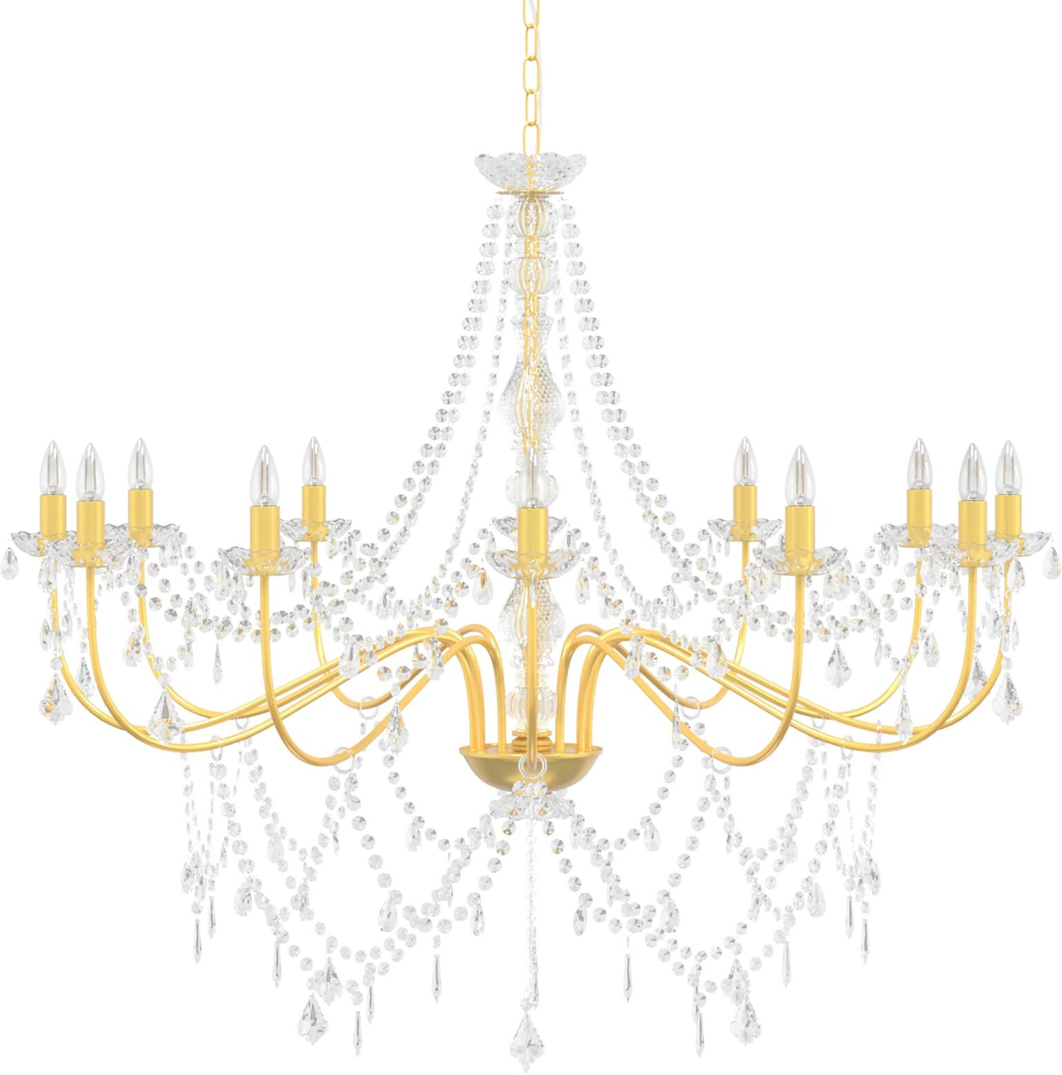 vidaXL Lustre réglable à perles E14 Métal et acrylique Doré