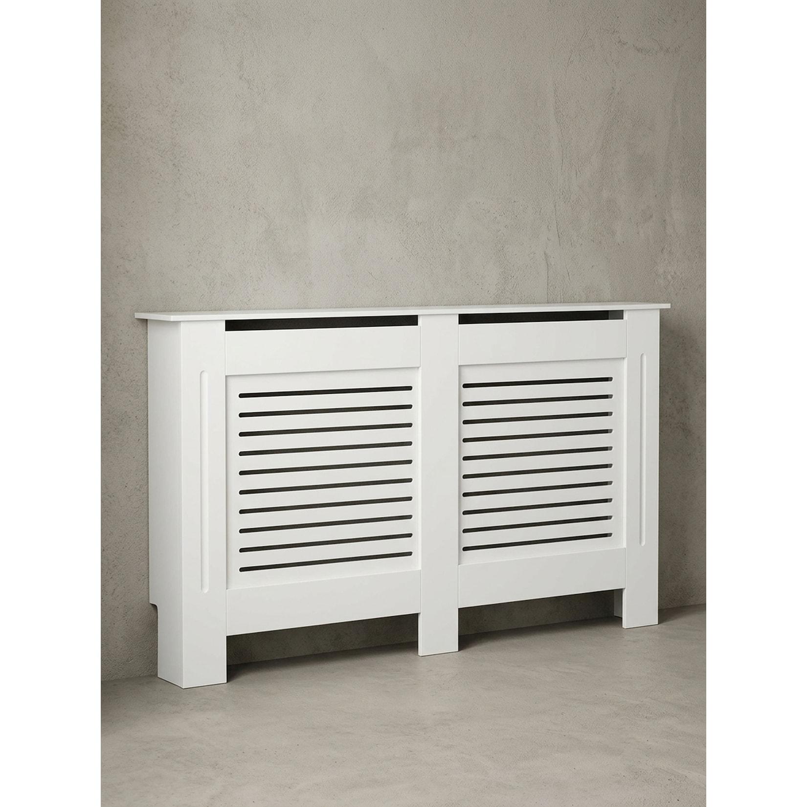 Heizkörperverkleidung MDF Weiß Rechteckig Lamellen 152x19x83