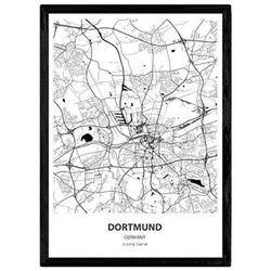 POSTER Karte Von Dortmund - Deutschland A3 Schwarzer Rahmen