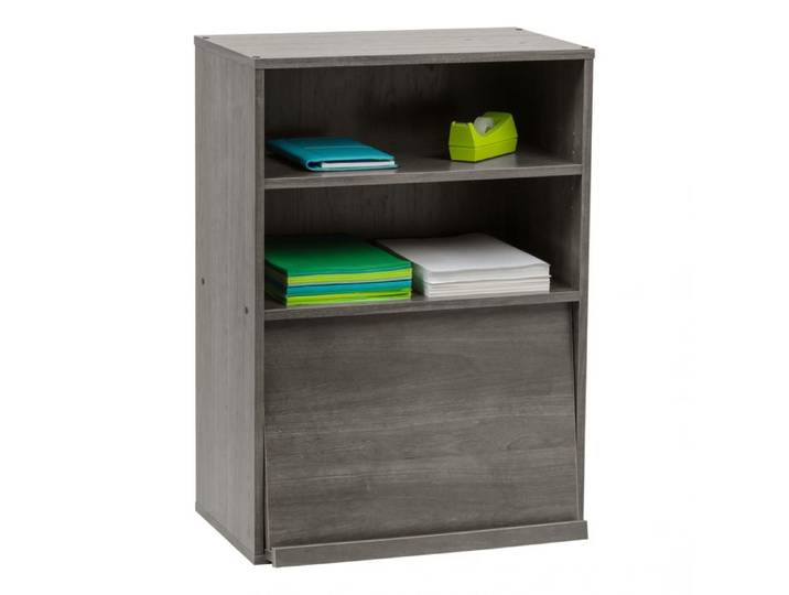 Iris Ohyama Etagère de rangement en bois avec portes CHR-1 Chêne Gris L59 x P40.9 x H83.6 cm