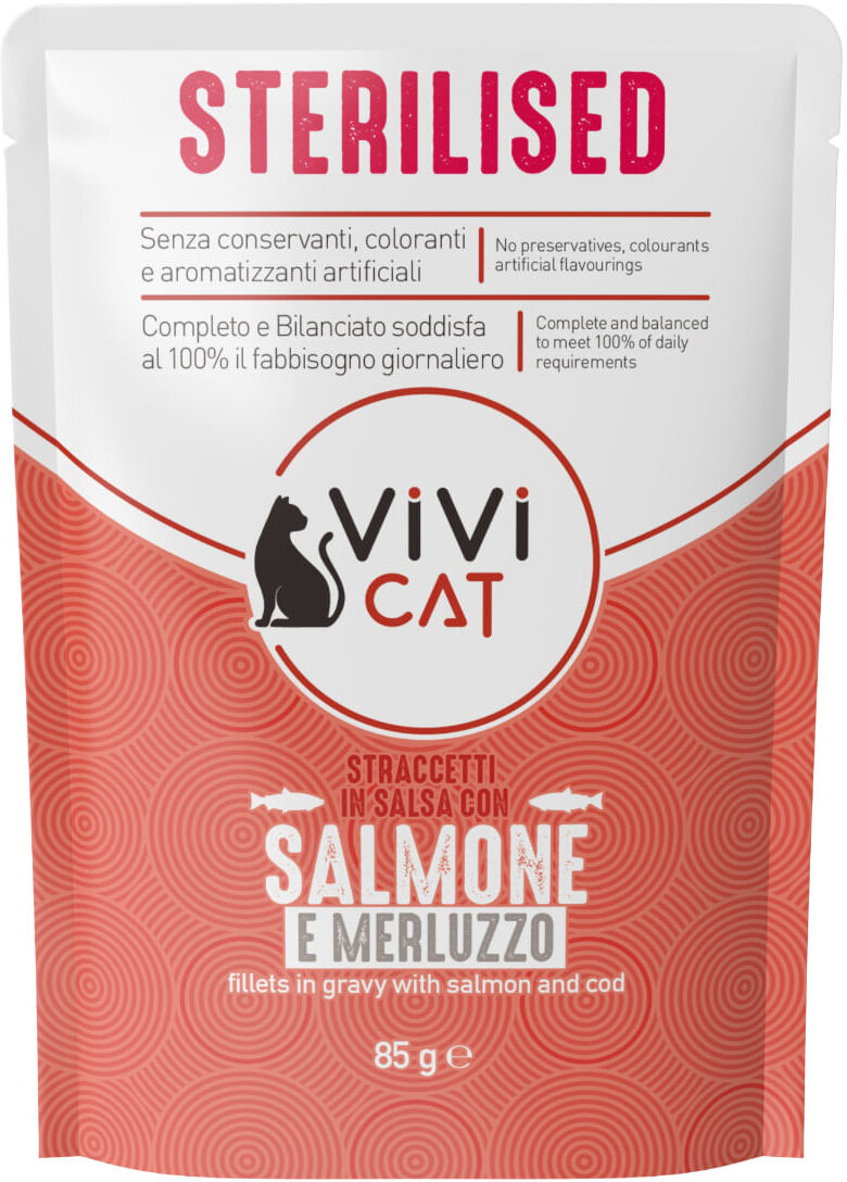 ViVi Cat Sterilised Busta Multipack 28x85G SALMONE E MERLUZZO