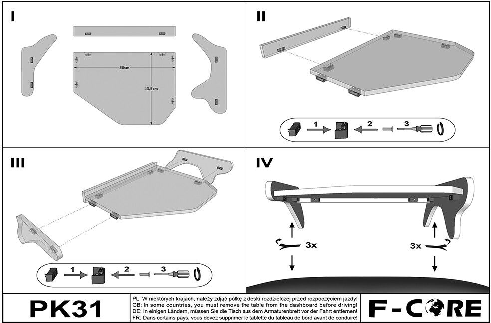 F-CORE PK31 RED Dash table