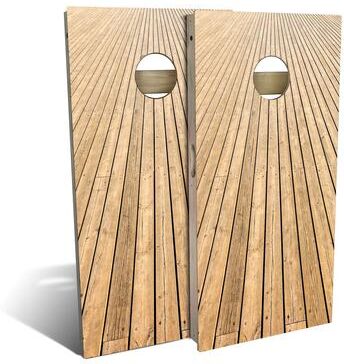 Skip's Garage Boardwalk Wood Lines Outdoor Cornhole Board Set