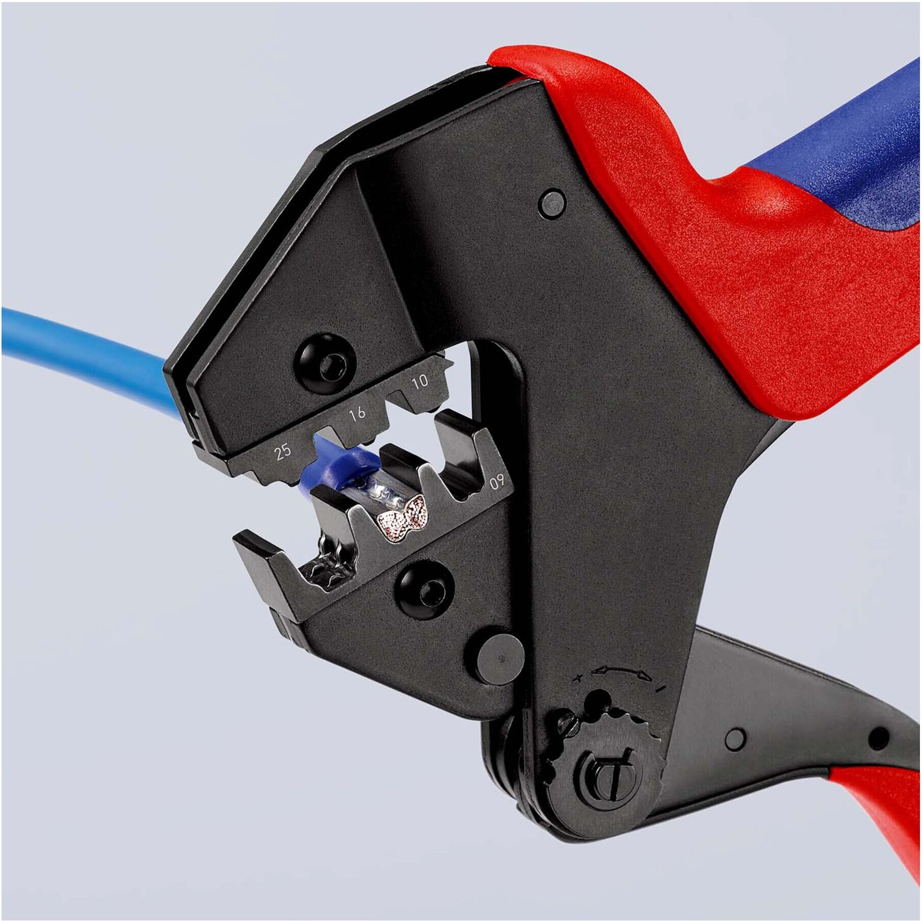 Knipex 97 43 200 A Crimp-Systemzange für wechselbare Crimpeinsätze brüniert mit Ratschenmechanismus L200mm)