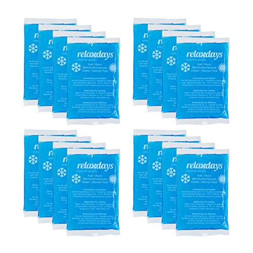 Relaxdays Set van 16 Herbruikbare Warmte- en Koudekompressen, Blauw, 9 x 15 cm