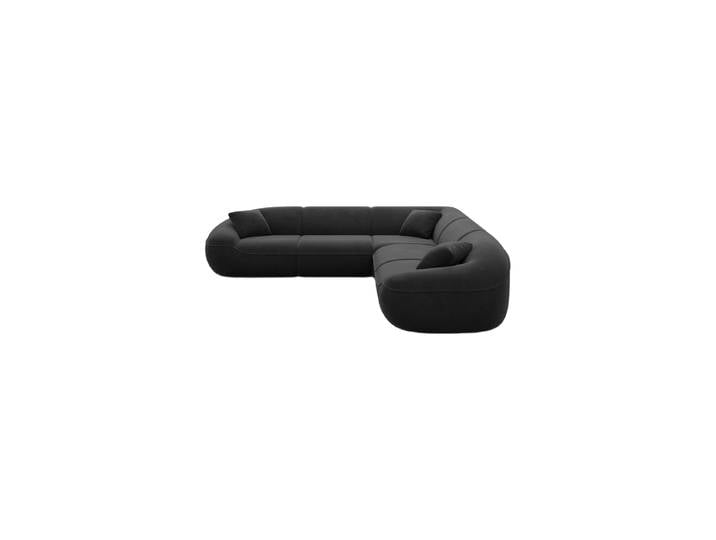 5-Sitzer Design Ecksofa „Novara“ mit Samtbezug Samtbezug Schwarz BLOOMINGLOFT Collection