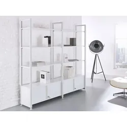 Raumteiler Regal freistehend Weiß / Silber